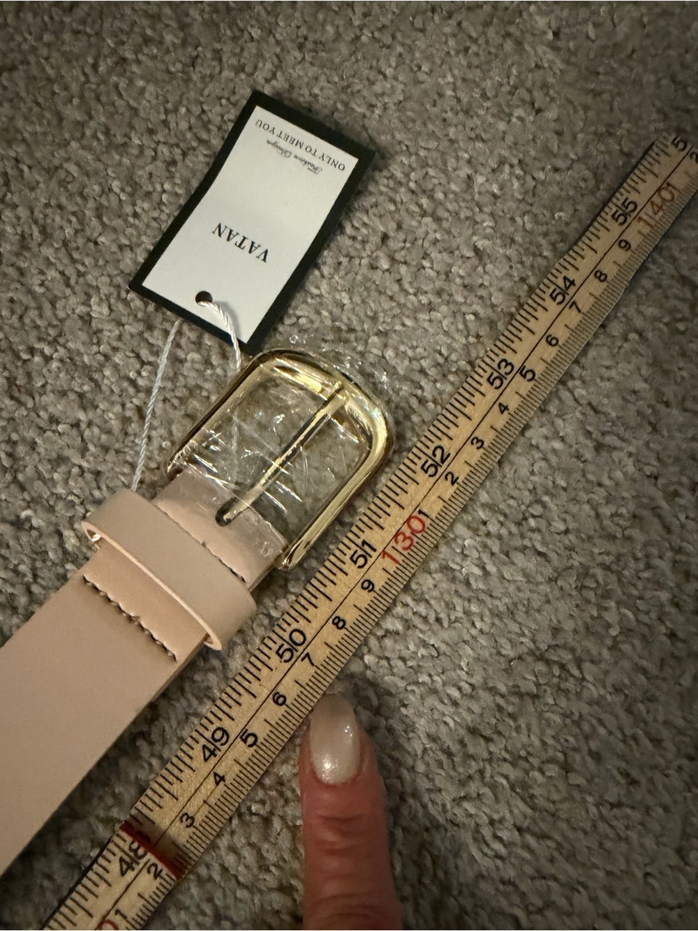 🤎VATAN Eco Friendly Nude Studded Belt w/ Gold Hardware. Measurements in photos - Picture 13 of 14
